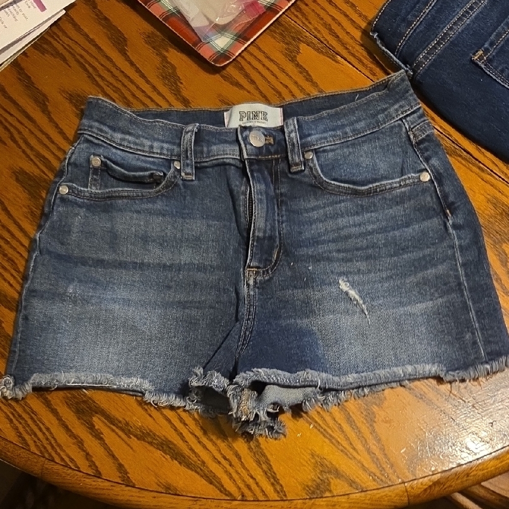 PINK Victoria's Secret Distressed Blue Jean Shorts
